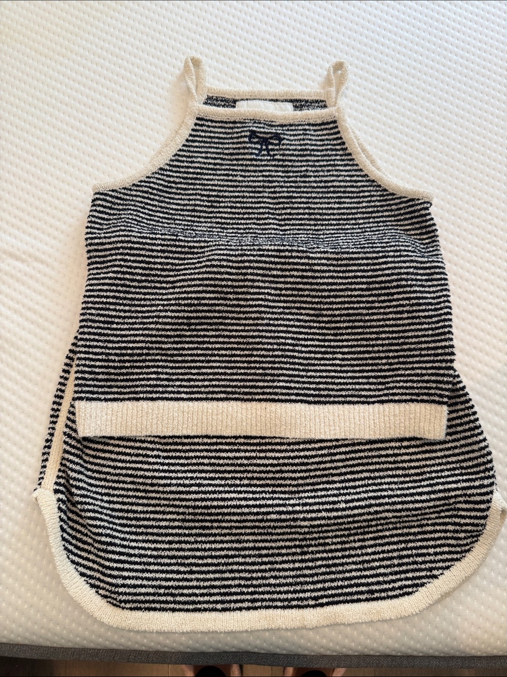 Zara Striped Knit Tank Sweater in Black and Cream